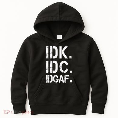 retro Crude and Tasteless IDK IDC IDGAF Kids Hoodie