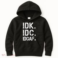 retro Crude and Tasteless IDK IDC IDGAF Kids Hoodie thumb 0