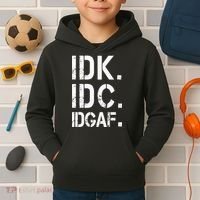 retro Crude and Tasteless IDK IDC IDGAF Kids Hoodie thumb 2