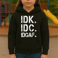 retro Crude and Tasteless IDK IDC IDGAF Kids Hoodie thumb 3