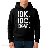 retro Crude and Tasteless IDK IDC IDGAF Kids Hoodie thumb 4