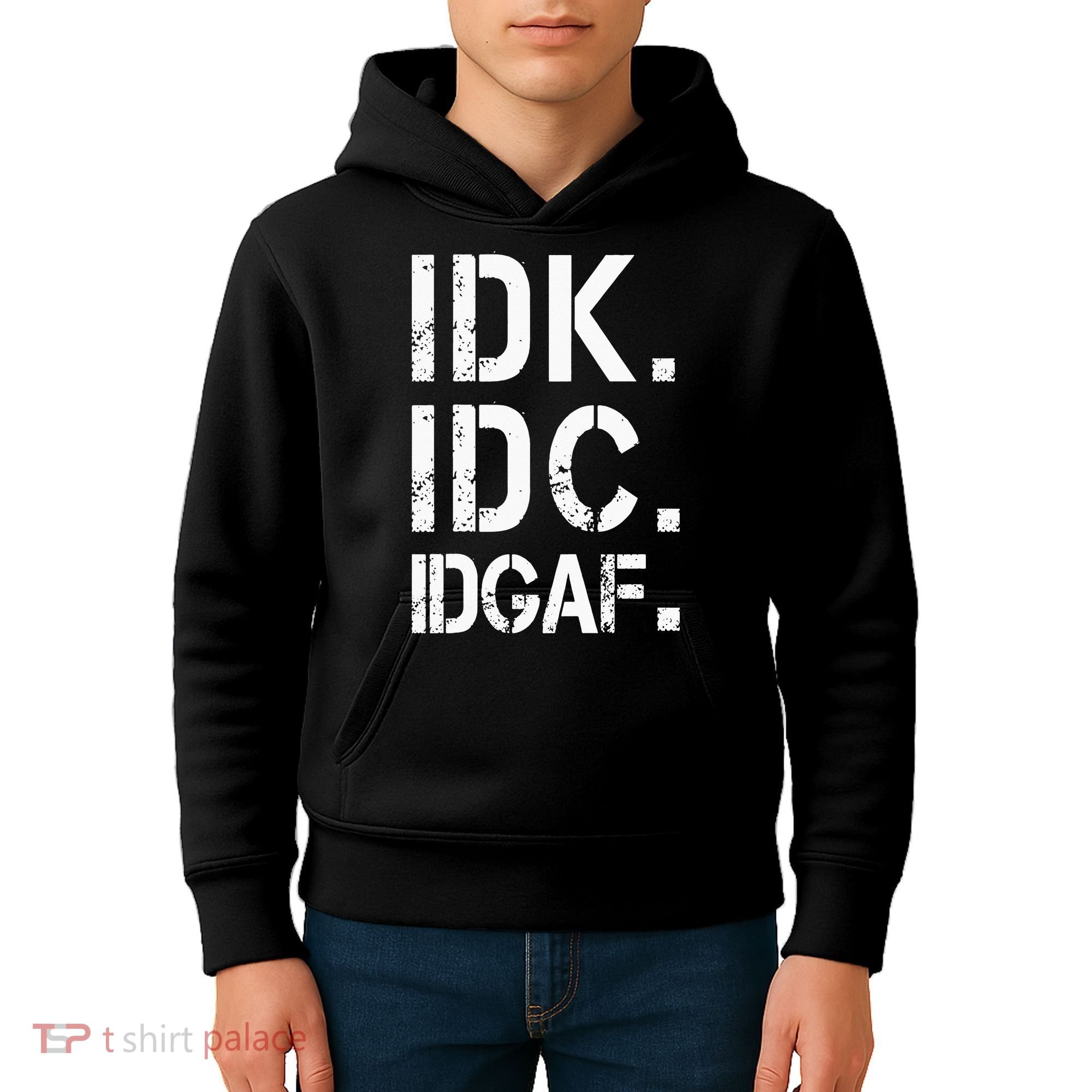 retro Crude and Tasteless IDK IDC IDGAF Kids Hoodie