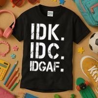 retro Crude and Tasteless IDK IDC IDGAF Kids T-Shirt thumb 3