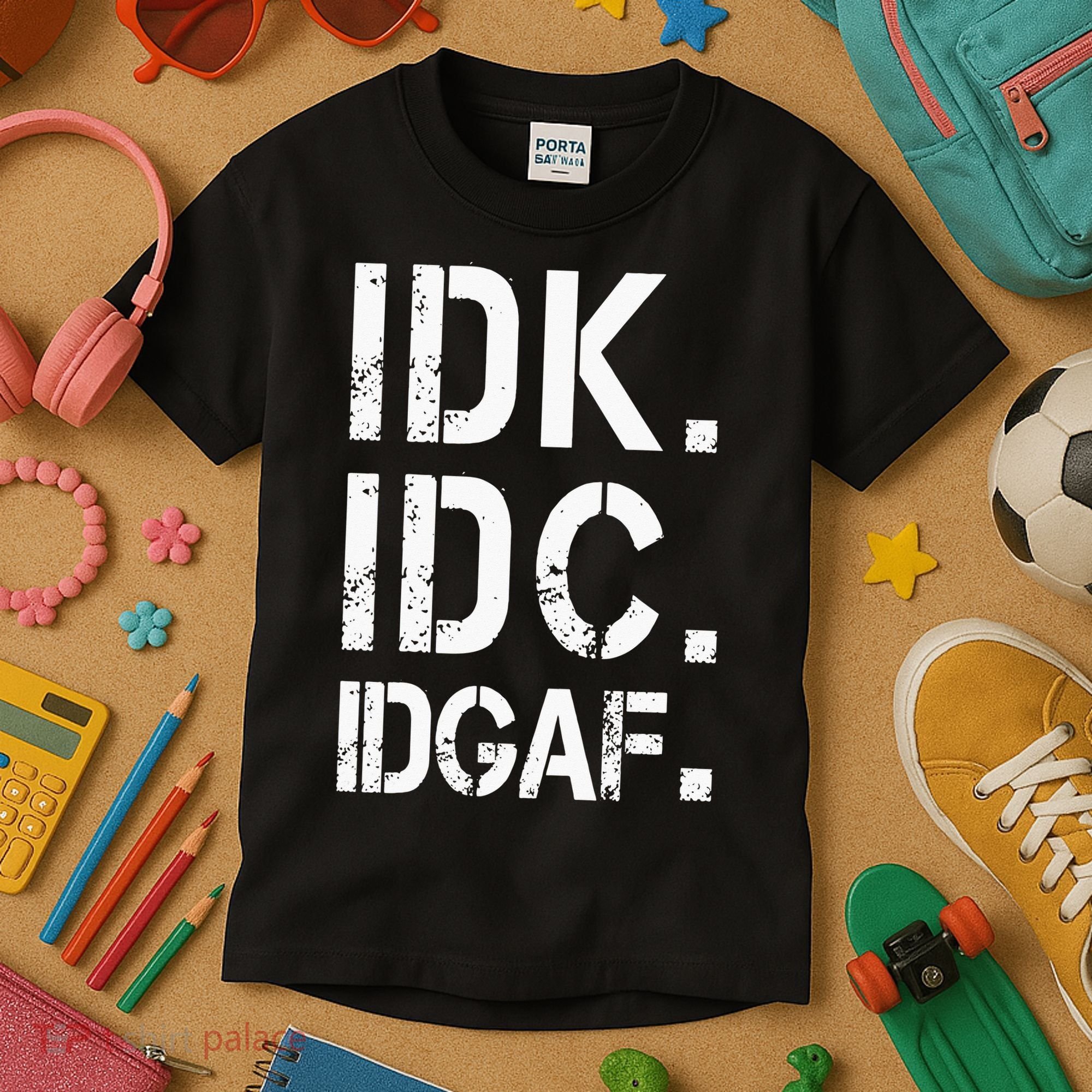 retro Crude and Tasteless IDK IDC IDGAF Kids T-Shirt