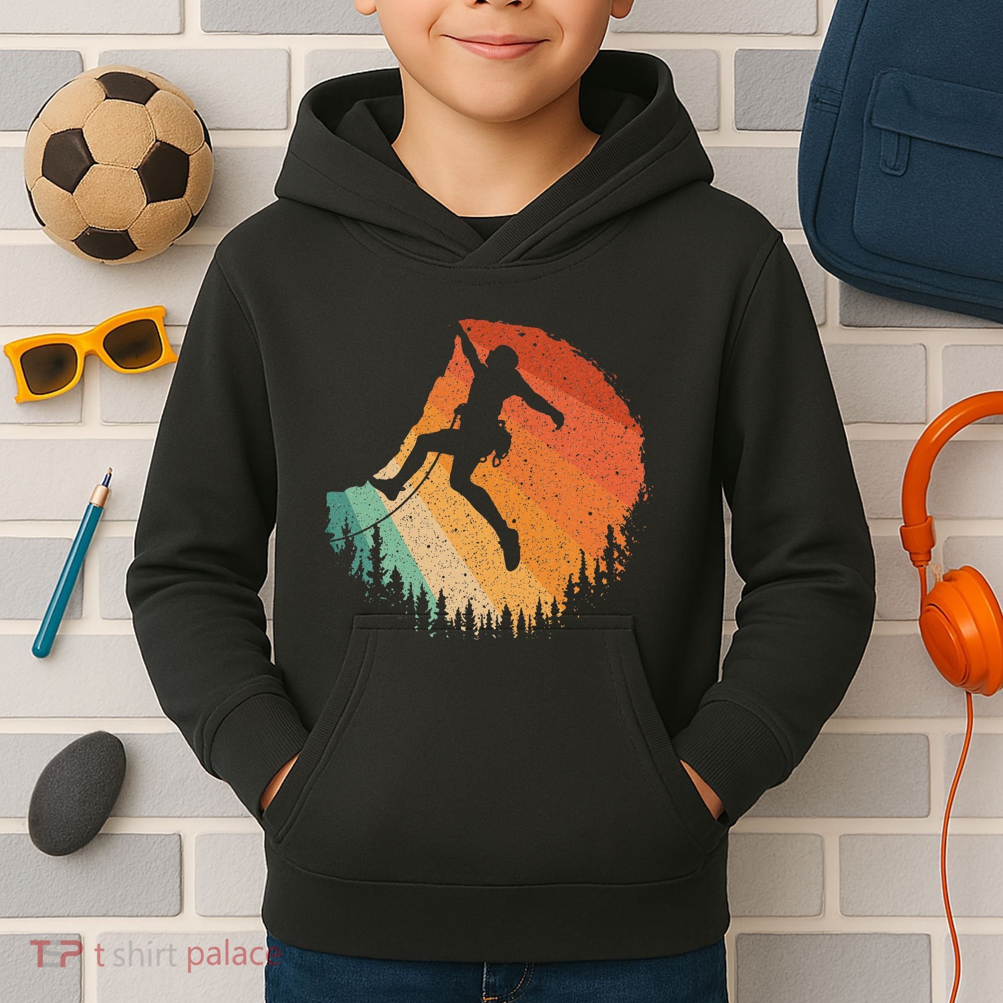 Rock Climbing Art For Women Mountain Climber Bouldering Kids Hoodie