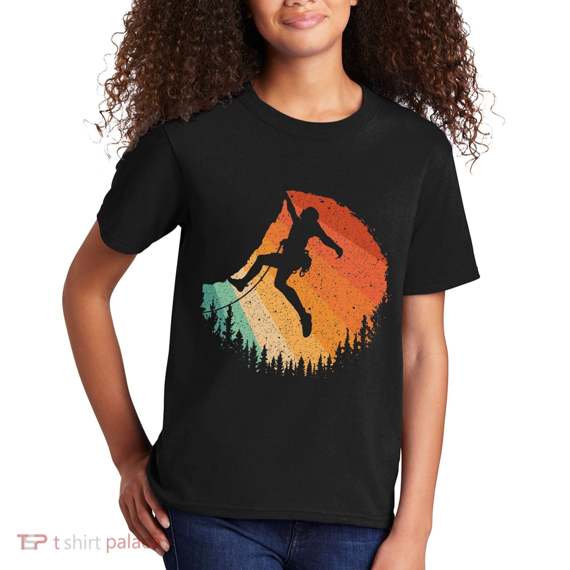 Rock Climbing Art For Women Mountain Climber Bouldering Kids T-Shirt