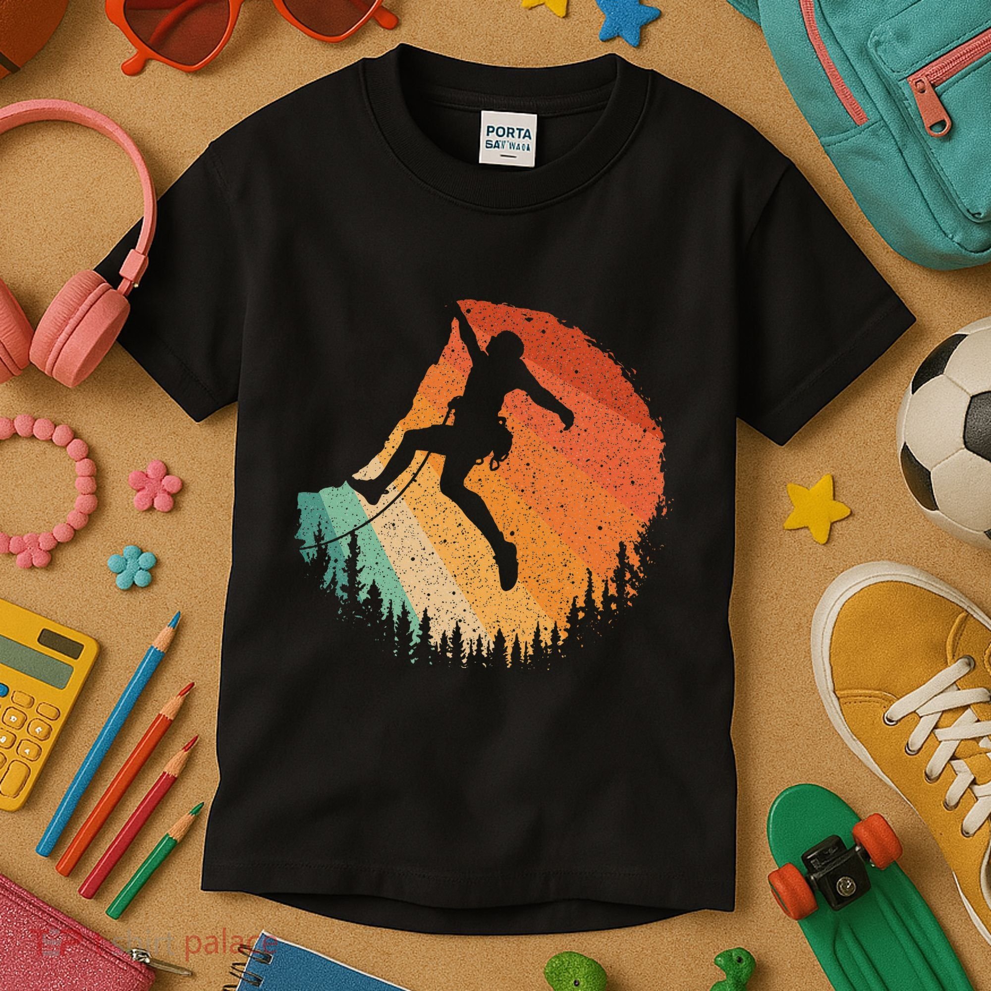 Rock Climbing Art For Women Mountain Climber Bouldering Kids T-Shirt