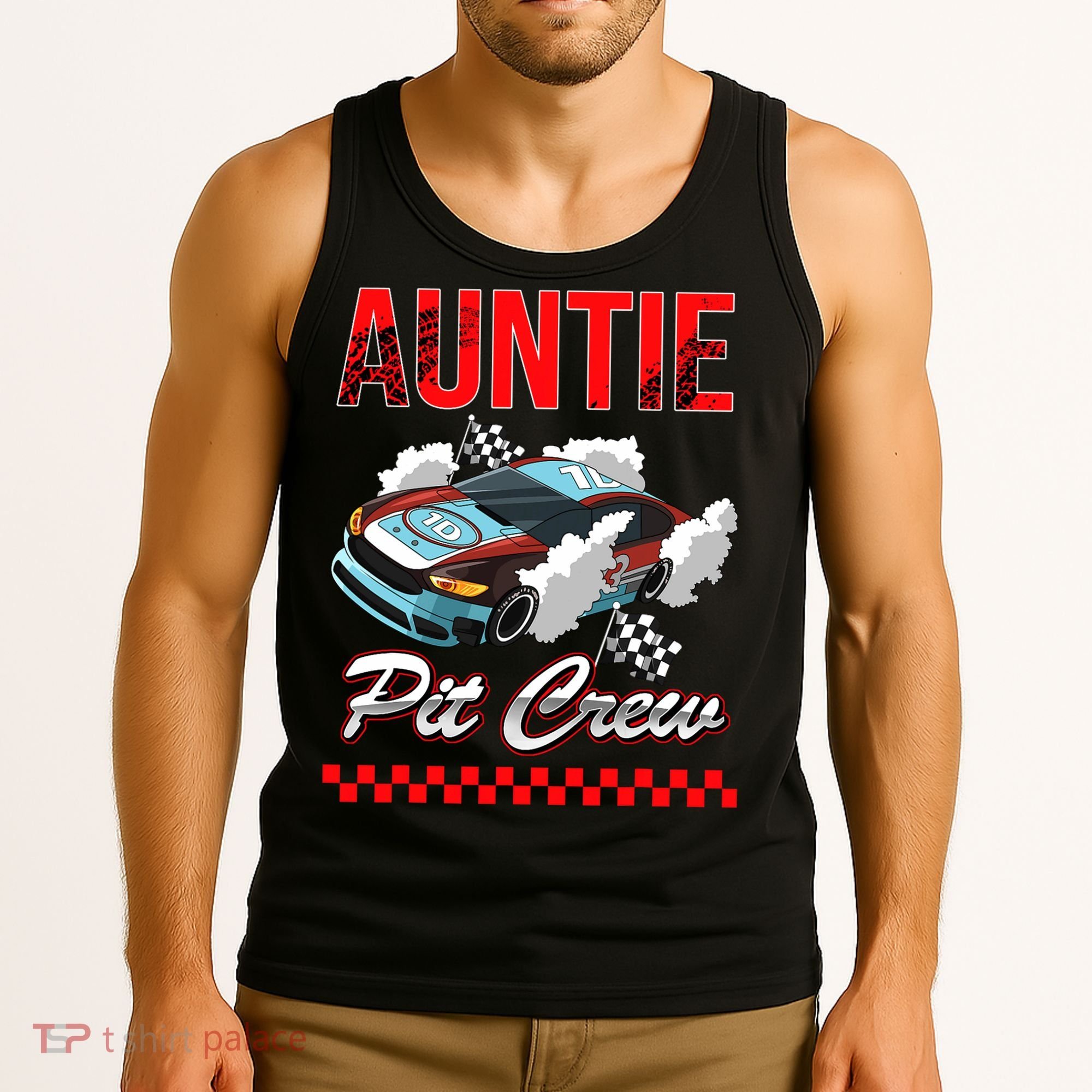 Race Car Birthday Party Racing Family Auntie Pit Crew Tank Top