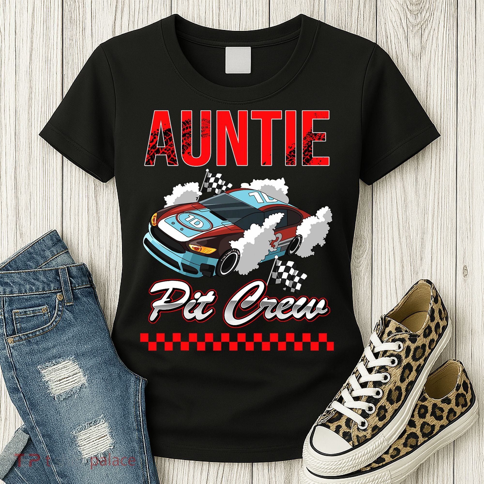 Race Car Birthday Party Racing Family Auntie Pit Crew Women's T-Shirt