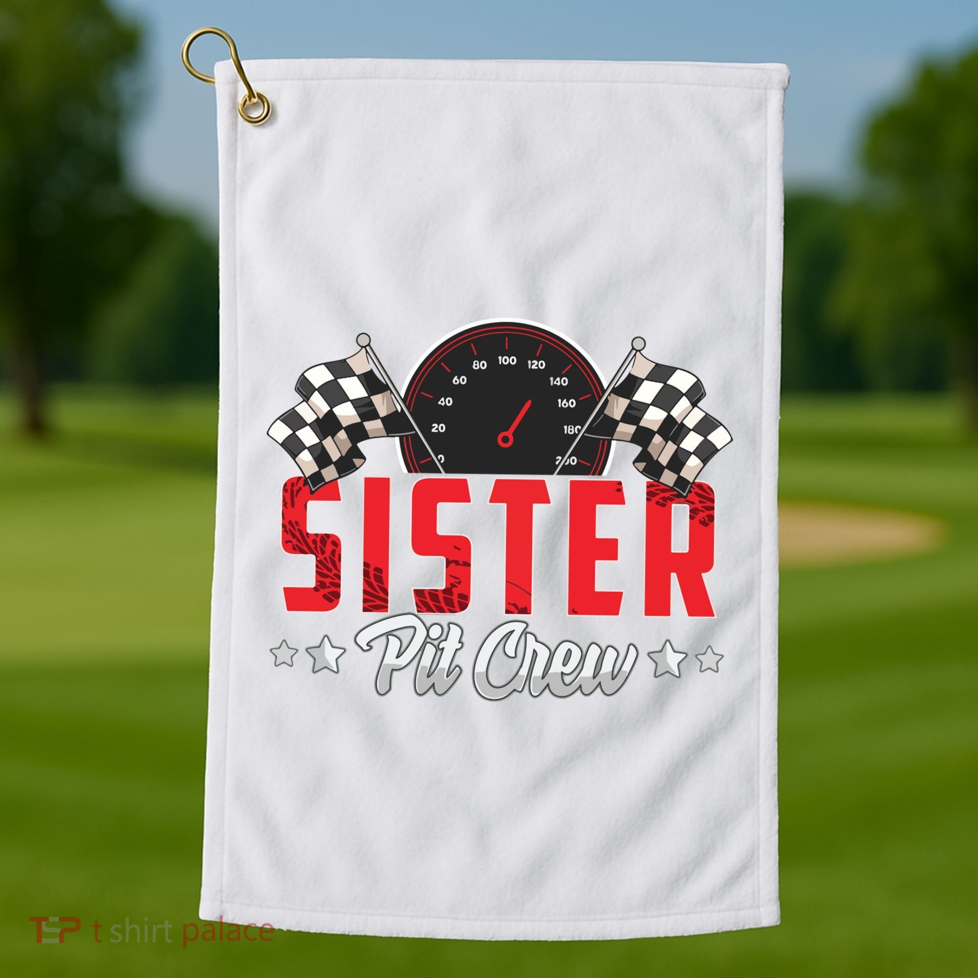 Race Car Birthday Party Racing Family Sister Pit Crew Golf Towel