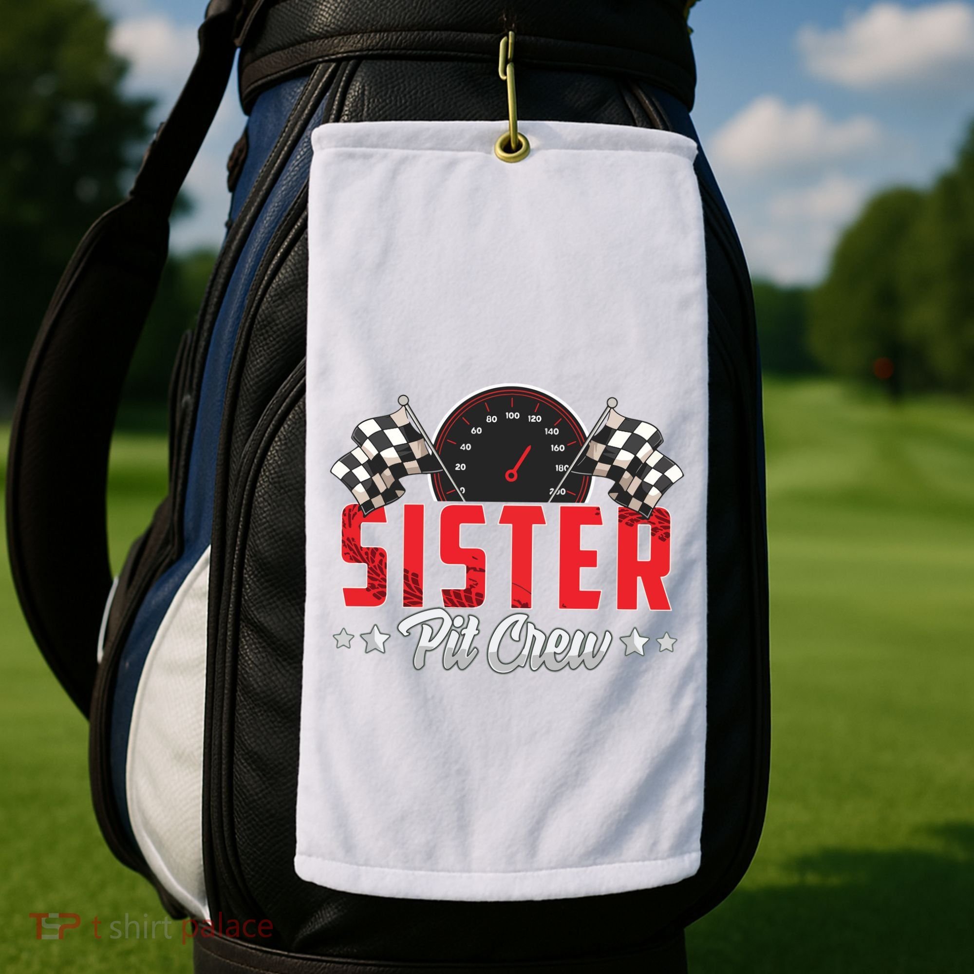 Race Car Birthday Party Racing Family Sister Pit Crew Golf Towel