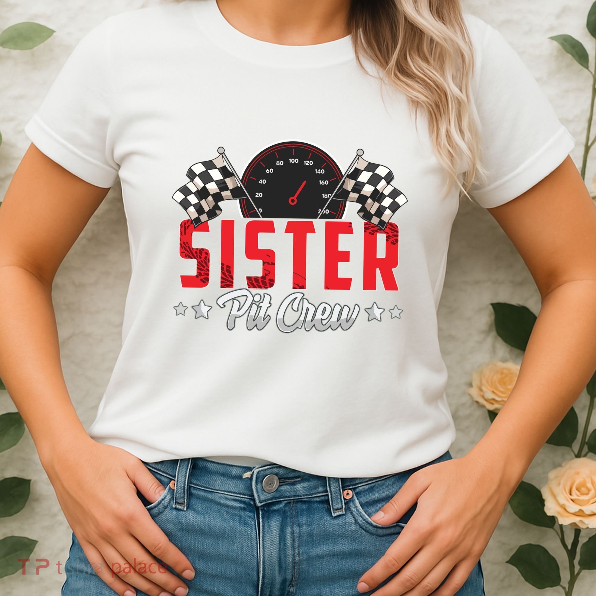 Race Car Birthday Party Racing Family Sister Pit Crew Women's T-Shirt