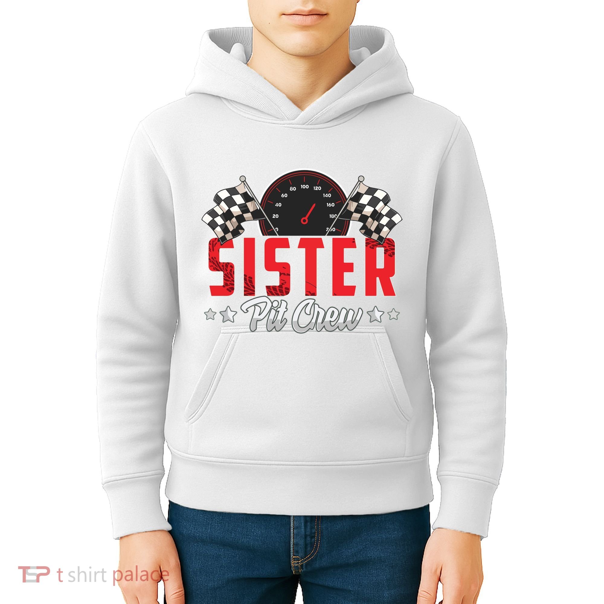 Race Car Birthday Party Racing Family Sister Pit Crew Kids Hoodie