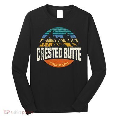 Retro Crested Butte Outdoors Mountain Colorado Long Sleeve Shirt