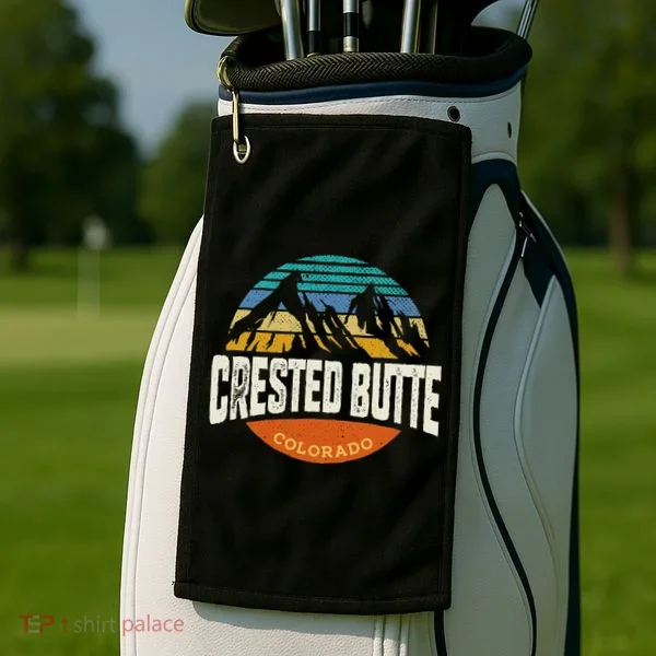Retro Crested Butte Outdoors Mountain Colorado Golf Towel