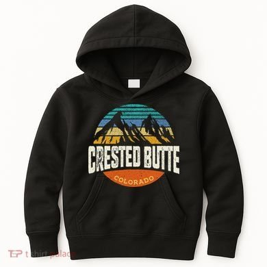 Retro Crested Butte Outdoors Mountain Colorado Kids Hoodie