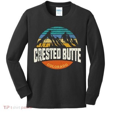 Retro Crested Butte Outdoors Mountain Colorado Kids Long Sleeve Shirt