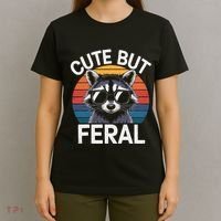 Racoon Cute But Feral Humor Teen Funny T-Shirt thumb 4