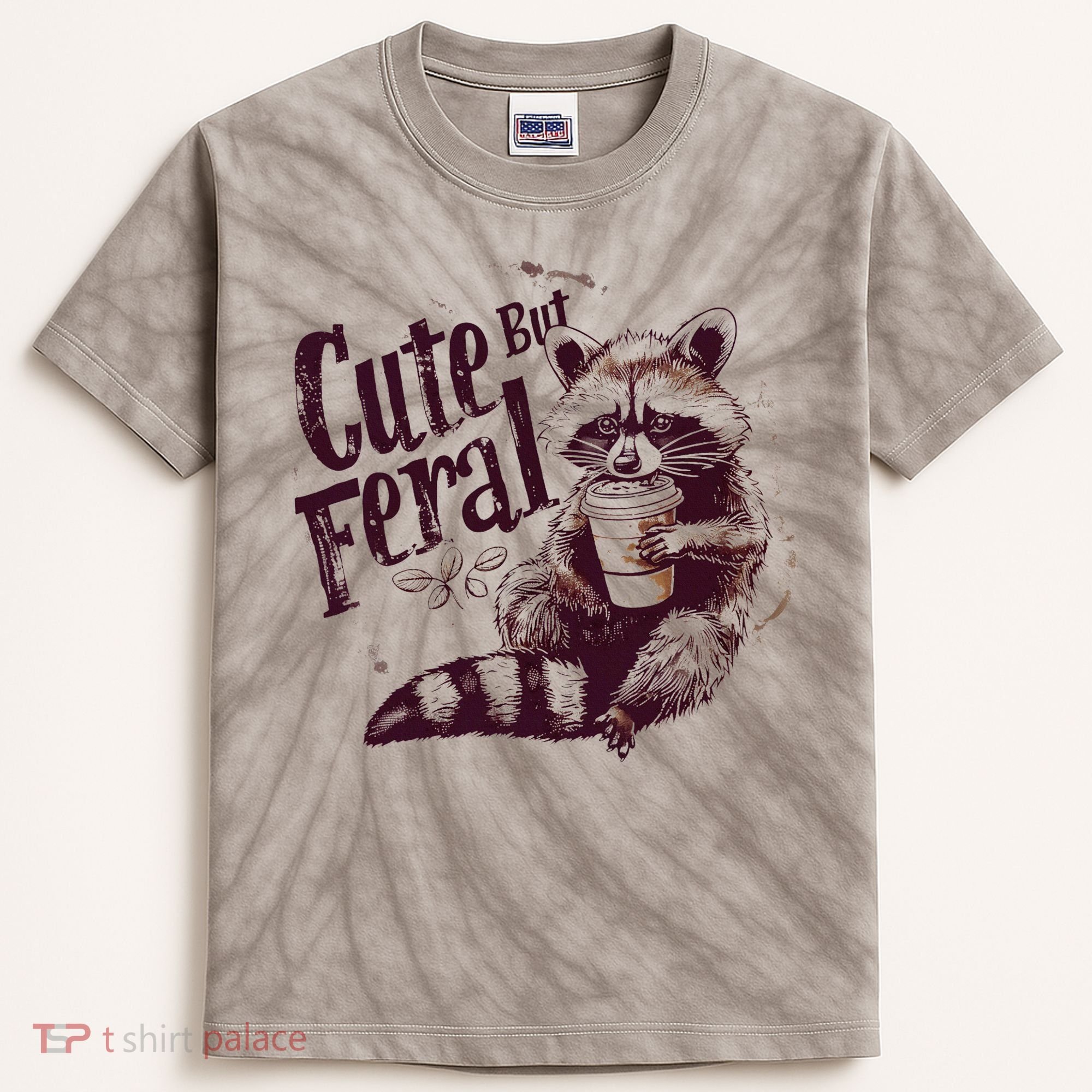 Raccoon Cute But Feral Kids Tie-Dye T-Shirt