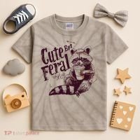 Raccoon Cute But Feral Kids Tie-Dye T-Shirt thumb 2