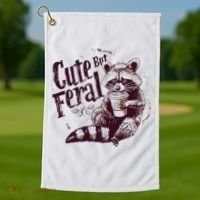 Raccoon Cute But Feral Golf Towel thumb 1