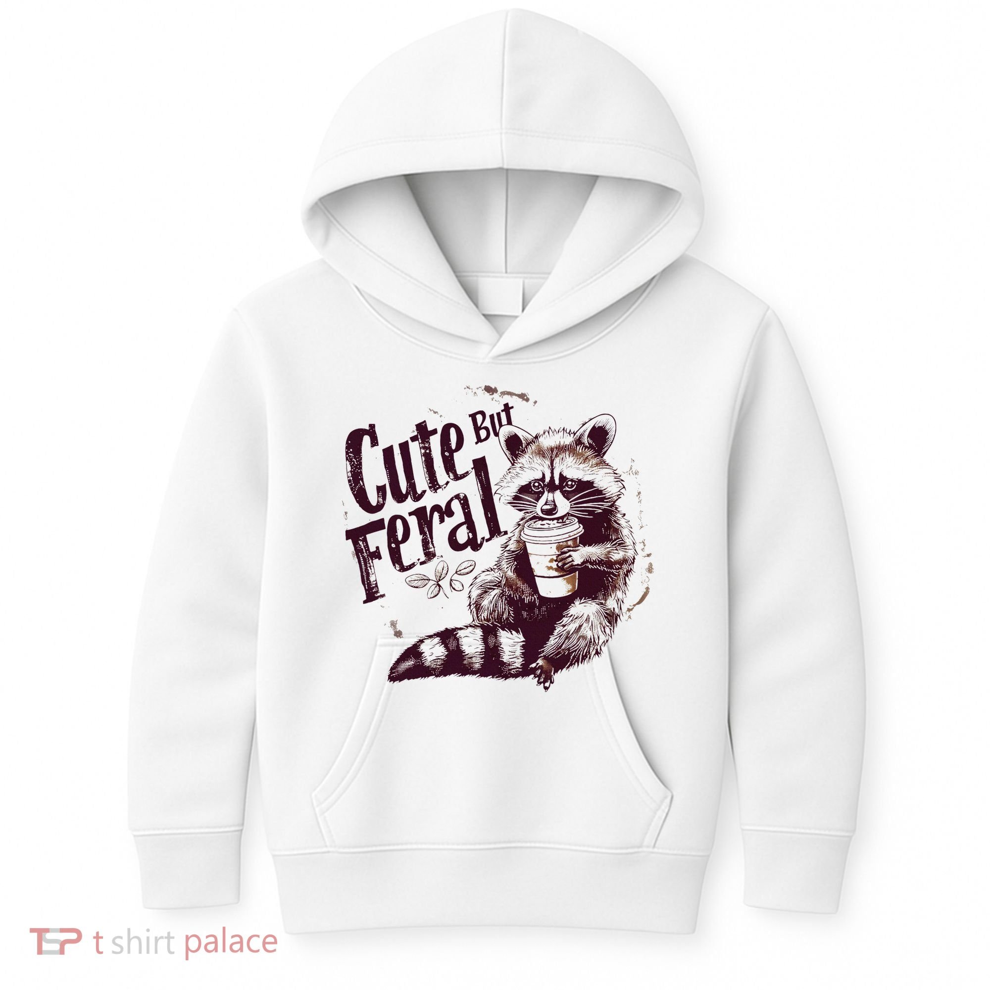 Raccoon Cute But Feral Kids Hoodie