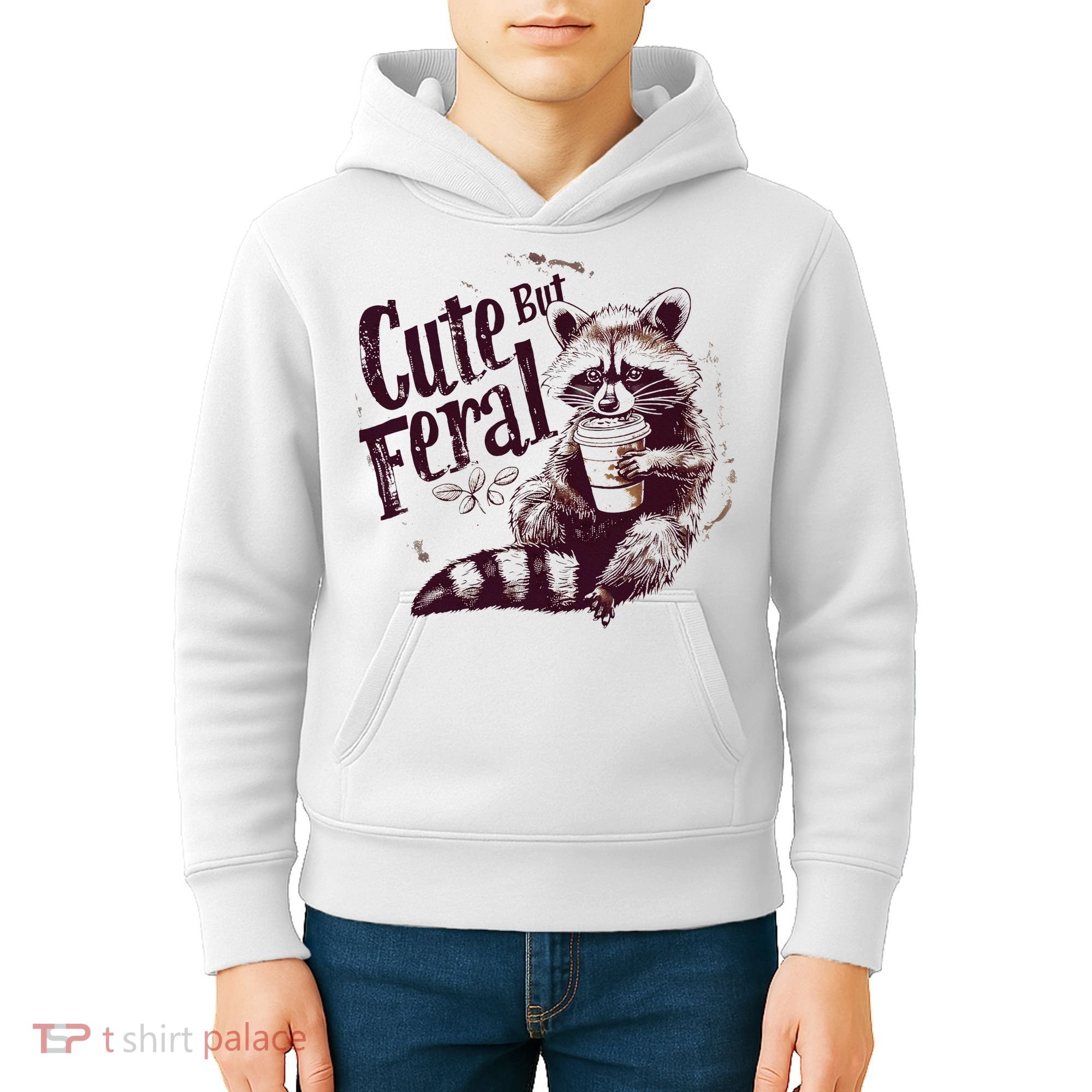 Raccoon Cute But Feral Kids Hoodie