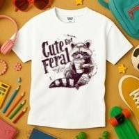 Raccoon Cute But Feral Kids T-Shirt thumb 3