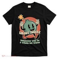 Retro Cartoon Bomb Nihilism Classic Fit Crew Neck Short Sleeve Black T-Shirt thumb 0