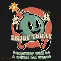 Retro Cartoon Bomb Nihilism Classic Fit Crew Neck Short Sleeve Black T-Shirt thumb 7