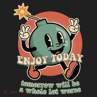 Retro Cartoon Bomb Nihilism Classic Fit Crew Neck Short Sleeve Black Beanie thumb 2