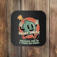 Retro Cartoon Bomb Nihilism Classic Fit Crew Neck Short Sleeve Black Coaster thumb 0