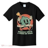 Retro Cartoon Bomb Nihilism Classic Fit Crew Neck Short Sleeve Black Kids T-Shirt thumb 0