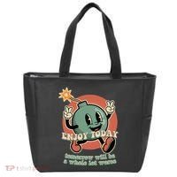 Retro Cartoon Bomb Nihilism Classic Fit Crew Neck Short Sleeve Black Tote Bag thumb 0