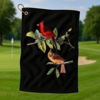 Red Cardinal Bird Male Female Gift For Cardinal Bird Lovers Gift Golf Towel thumb 1