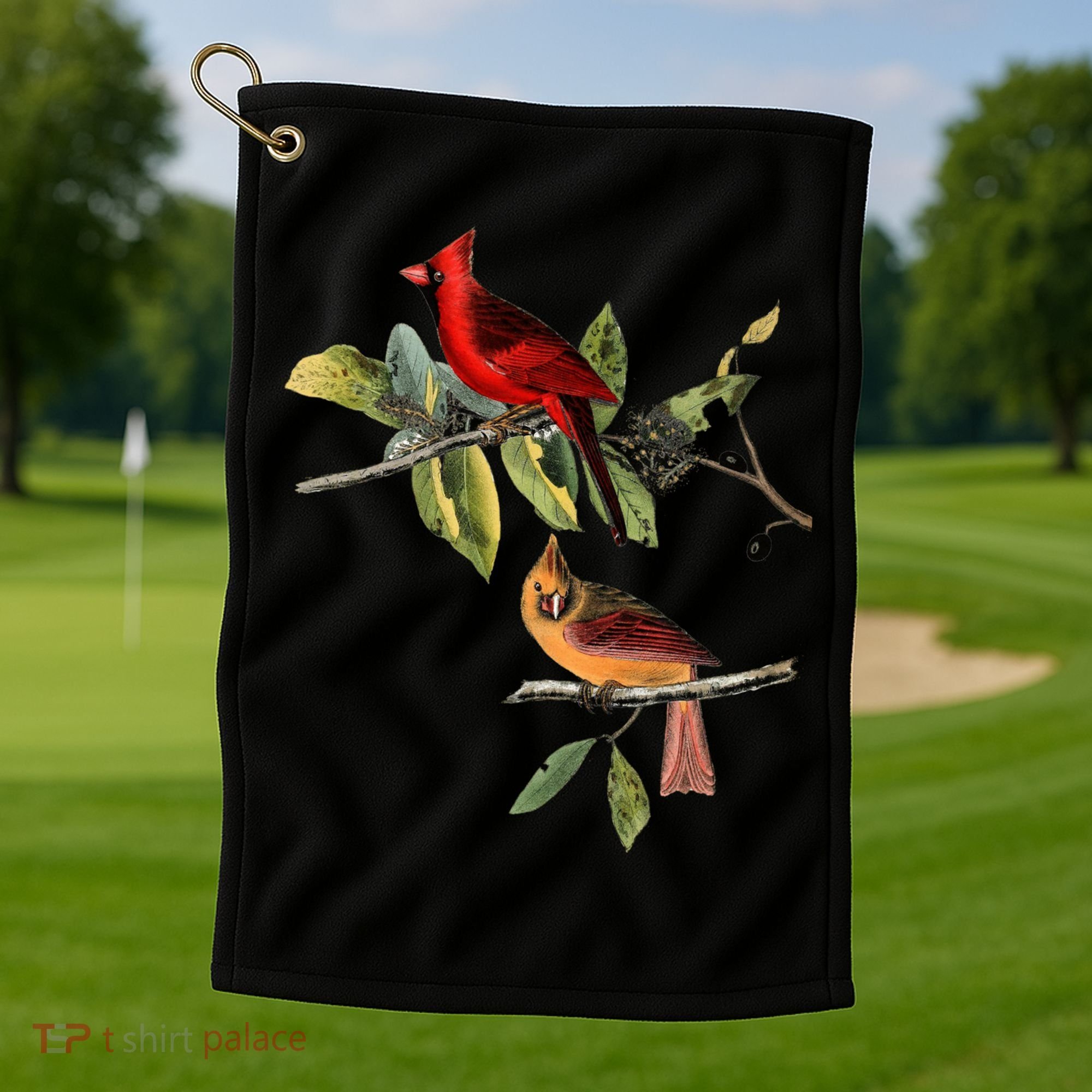 Red Cardinal Bird Male Female Gift For Cardinal Bird Lovers Gift Golf Towel