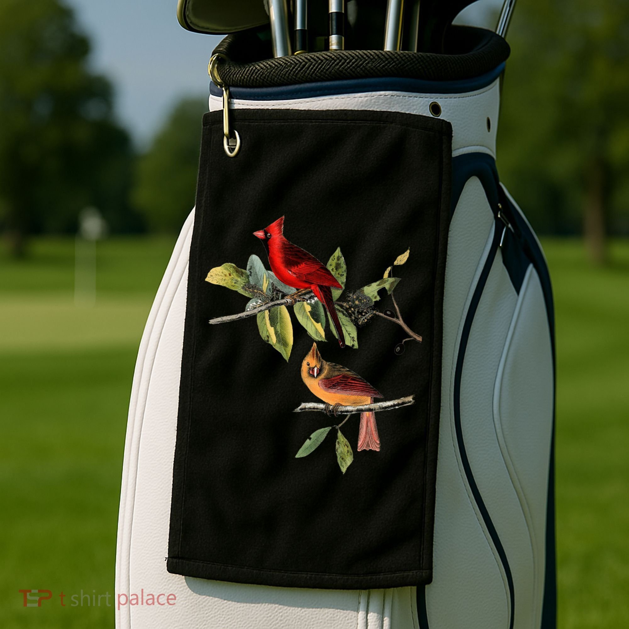 Red Cardinal Bird Male Female Gift For Cardinal Bird Lovers Gift Golf Towel