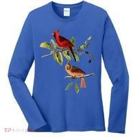 Red Cardinal Bird Male Female Gift For Cardinal Bird Lovers Gift Women's Long Sleeve Shirt thumb 0