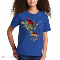 Red Cardinal Bird Male Female Gift For Cardinal Bird Lovers Gift Kids T-Shirt thumb 2