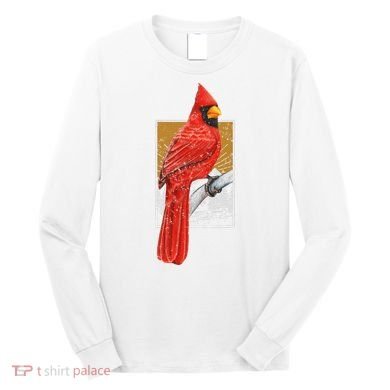Red Cardinal Bird Watcher Bird Watching Vintage Nature Bird Long Sleeve Shirt