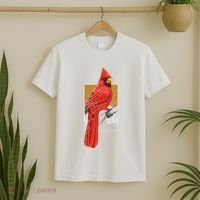 Red Cardinal Bird Watcher Bird Watching Vintage Nature Bird T-Shirt thumb 2