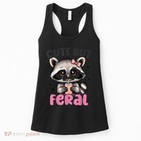 Raccoon Cute But Feral Girl Funny Raccoon Lover Women's Tank Top thumb 0