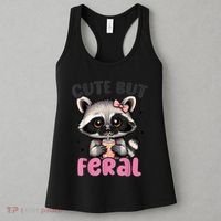 Raccoon Cute But Feral Girl Funny Raccoon Lover Women's Tank Top thumb 3