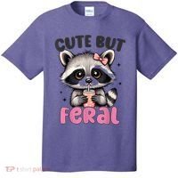 Raccoon Cute But Feral Girl Funny Raccoon Lover T-Shirt thumb 0