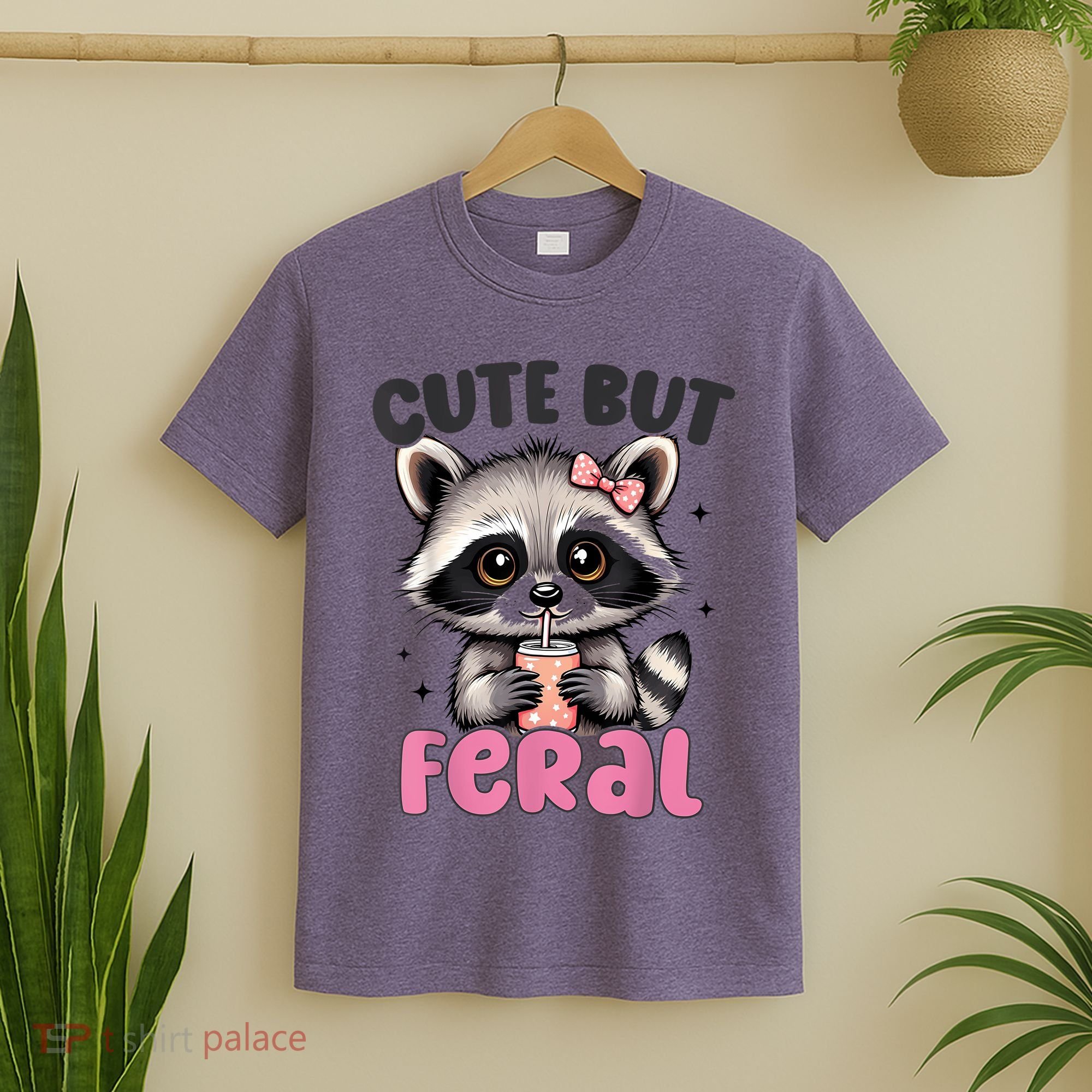 Raccoon Cute But Feral Girl Funny Raccoon Lover T-Shirt