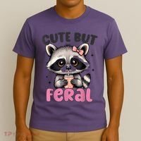 Raccoon Cute But Feral Girl Funny Raccoon Lover T-Shirt thumb 3