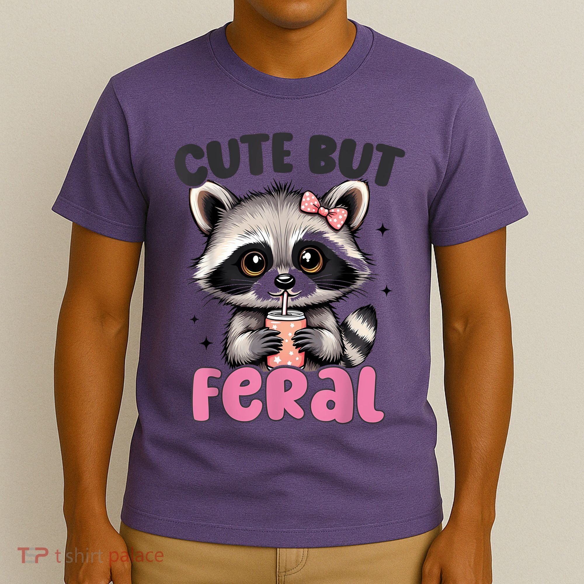 Raccoon Cute But Feral Girl Funny Raccoon Lover T-Shirt