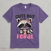 Raccoon Cute But Feral Girl Funny Raccoon Lover T-Shirt thumb 4