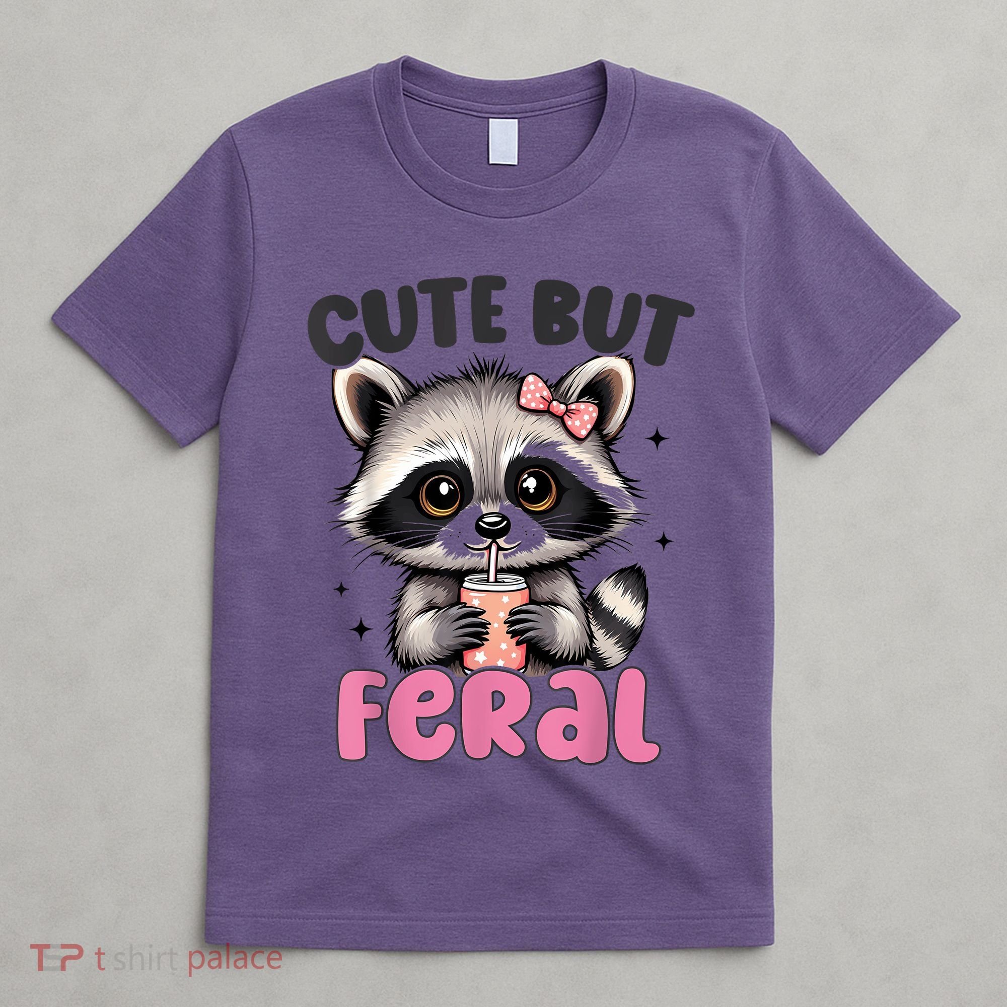 Raccoon Cute But Feral Girl Funny Raccoon Lover T-Shirt
