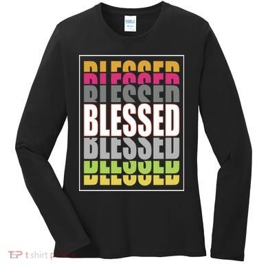 Retro Colored Blessed Mashup Women's Long Sleeve Shirt